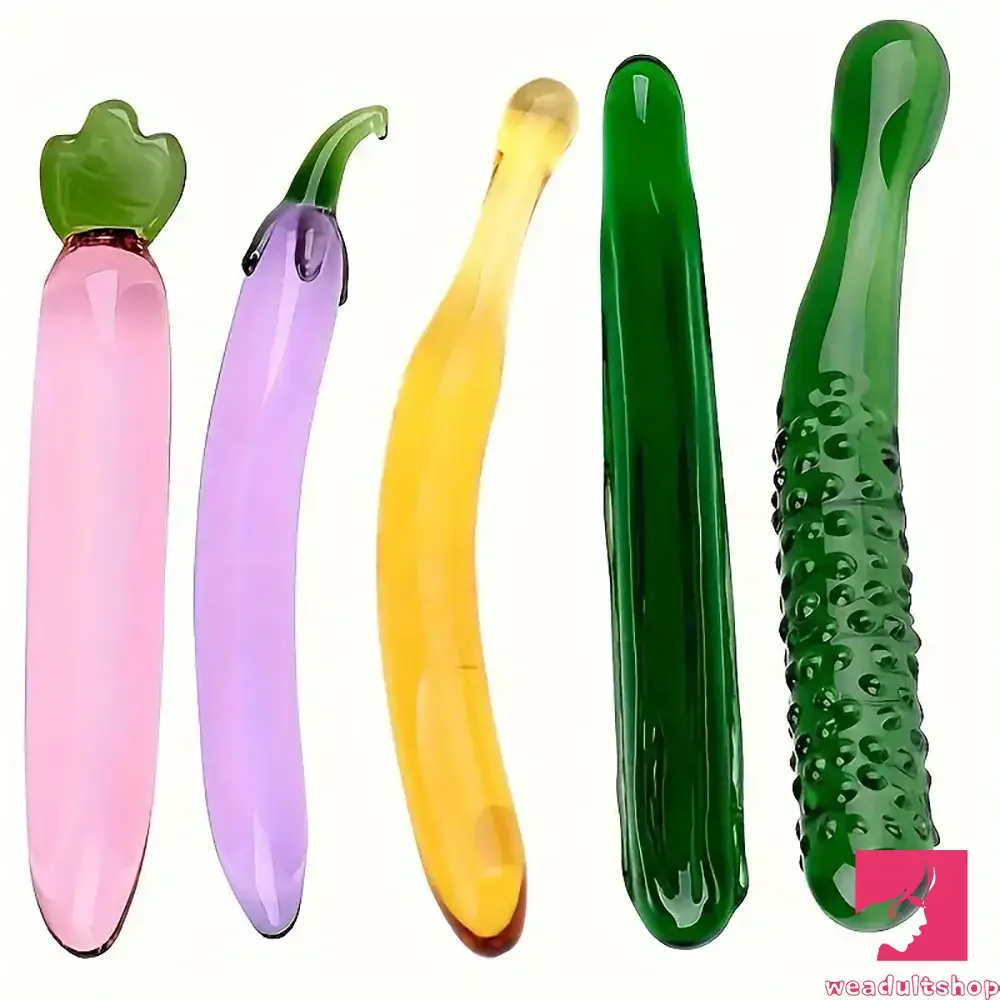 Anal toys with LED lights-Multiple Lengths Colors Fruit Vegetable Clear Glass Anal Plug Dildo