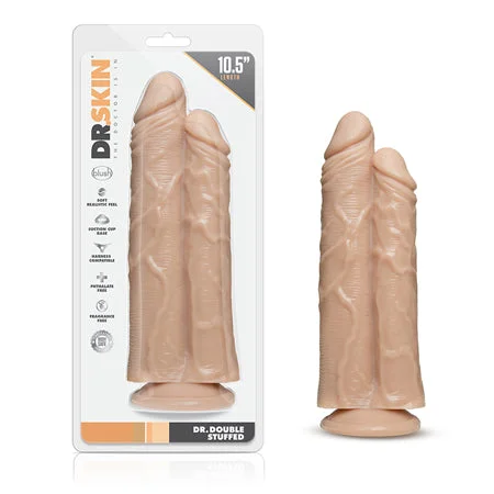 penis-enhancement-options-penis-surgery-costs-Blush Dr. Skin Dr. Double Stuffed 10.5 in. Double Shaft Dildo with Suction Cup Beige