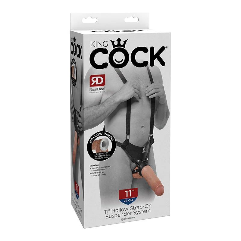 cock ring thick-King Cock 11 In. Hollow Strap On Suspender System Flesh