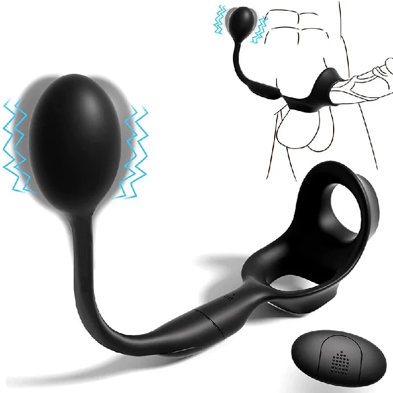 cock ring attachment-3 in 1 Vibrating Prostate Massager with Cock Ring