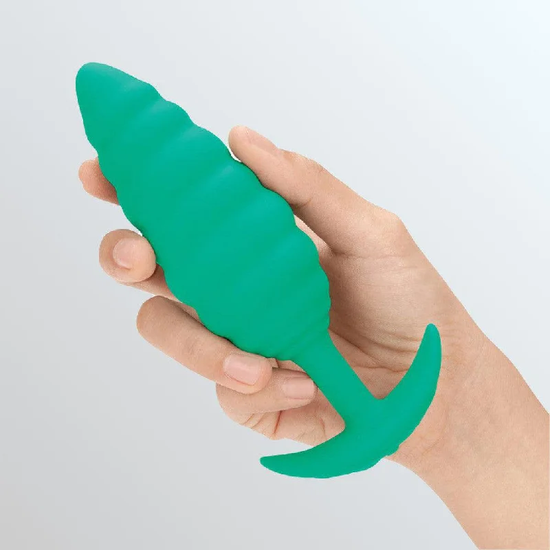 Anal toys for deep relaxation-B-Vibe Texture Vibrating Butt Plug Twist - Green (Large)