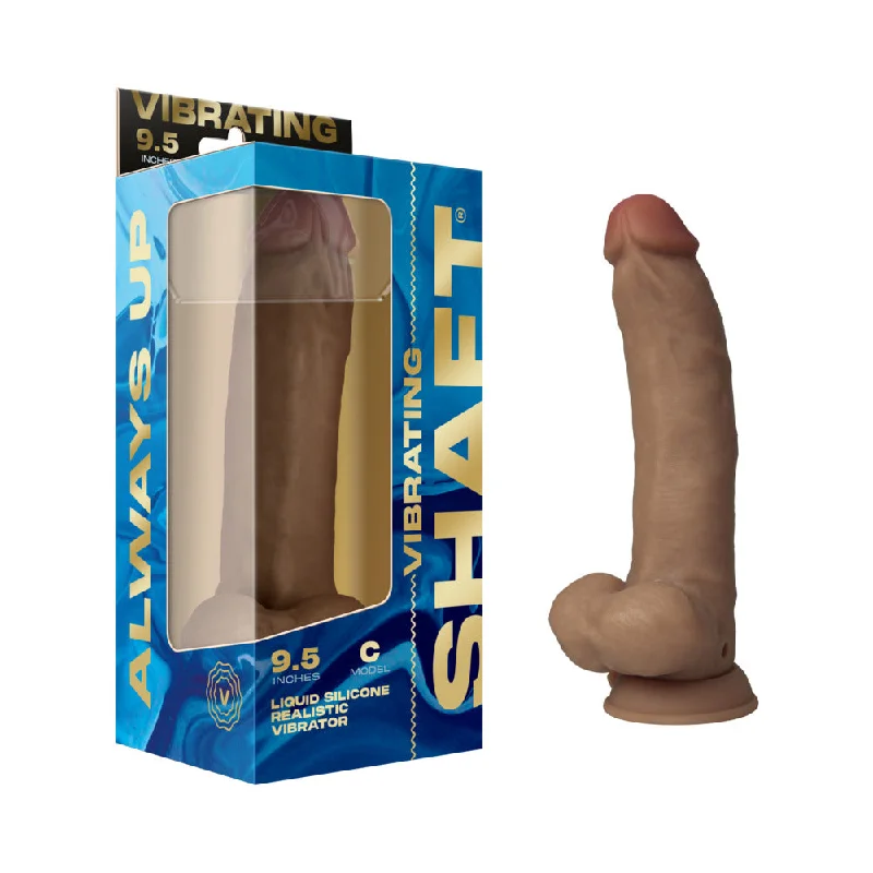 penis-sensitivity-problems-penis-growth-techniques-Shaft Vibrating Model C: 9.5 in. Dual Density Silicone Dildo Oak