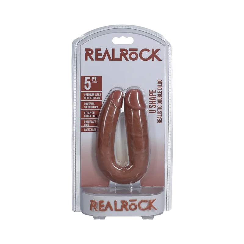 penis-performance-techniques-penis-anatomy-facts-RealRock 5 in. U-Shaped Double Dildo Tan