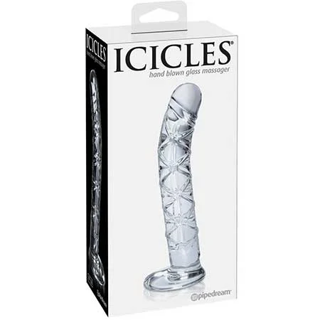 USB vibrating dildo-Icicles No 60 Glass G-Spot Ribbed Massager Dildo