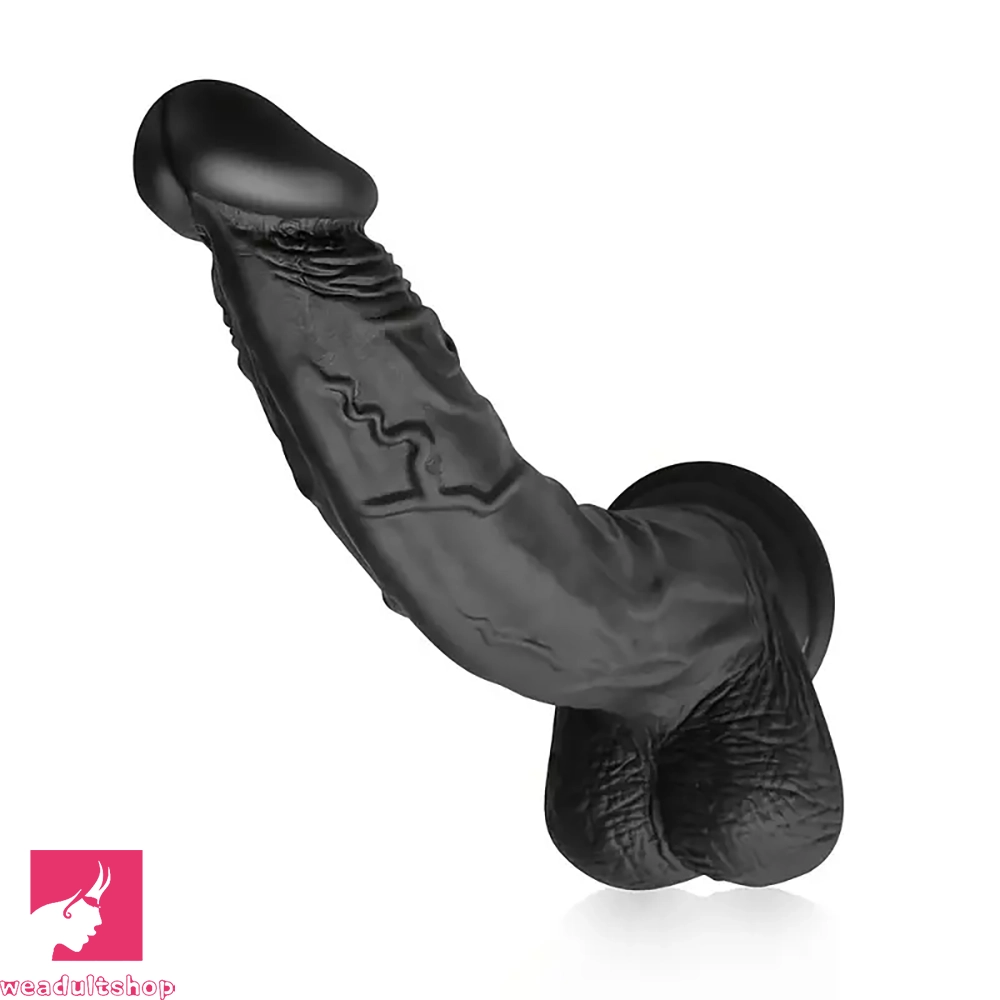 Anal toys for playful comfort-8.86in Black G-Spot Realistic Suction Cup Curved Prostate Anal Dildo