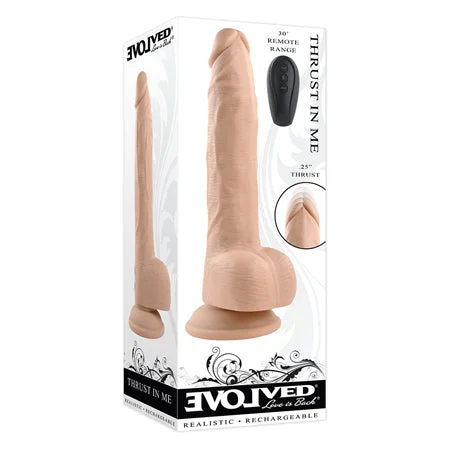 realistic sculpted dildo-Thrust In Me Thrusting Vibrating 9.25 in. Silicone Dildo - All Colors