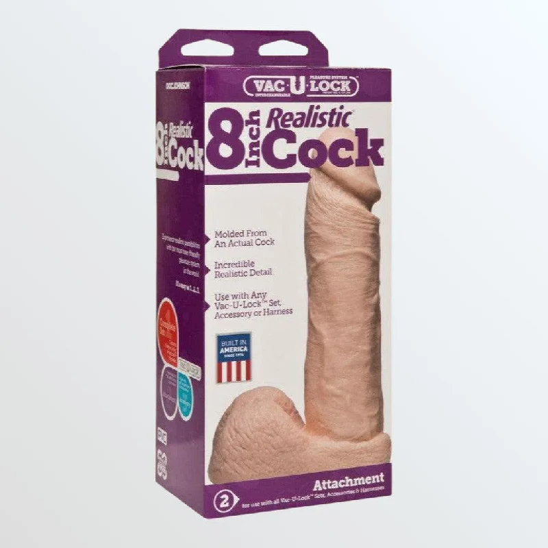 Anal toys for deep play-Vac-U-Lock 8" Realistic Cock for Harnesses