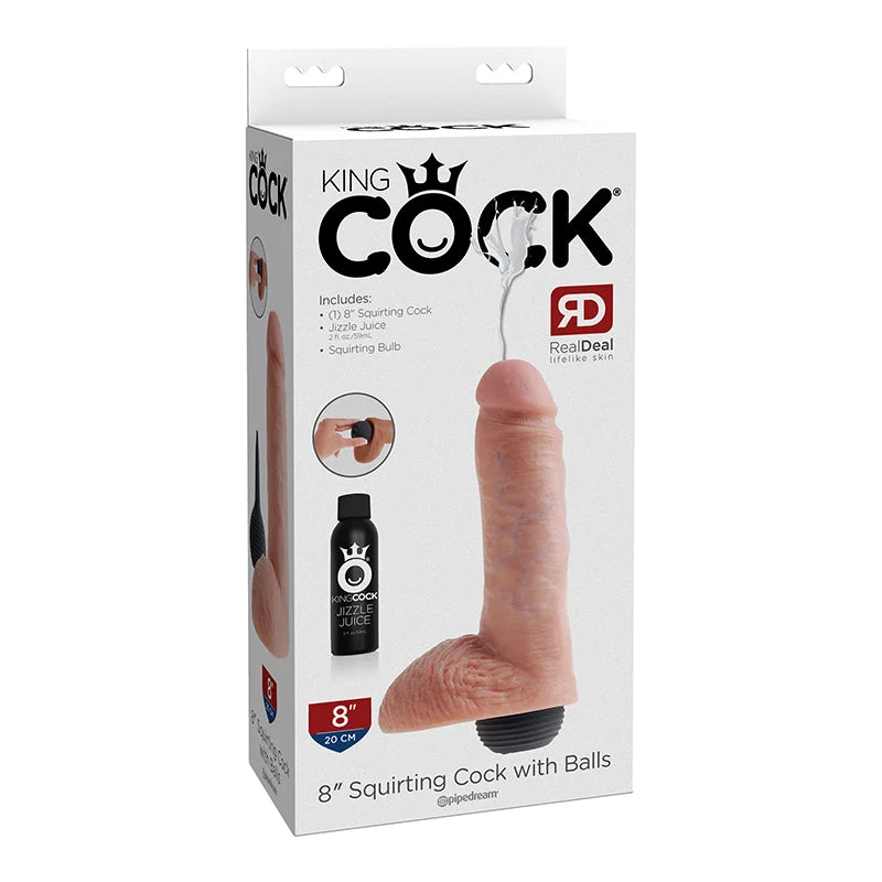 cock ring materials-King Cock 8 inches Squirting C*ck Balls Beige