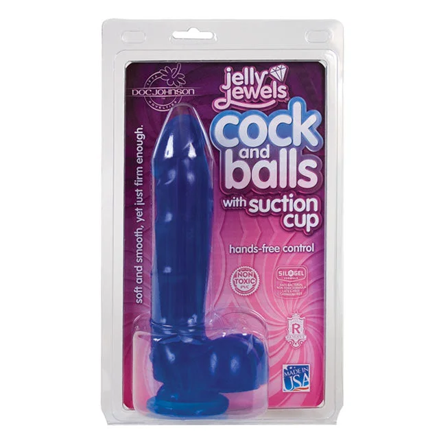 cock ring classic-Jelly Jewels Cock Balls Suction Cup Sapphire Blue