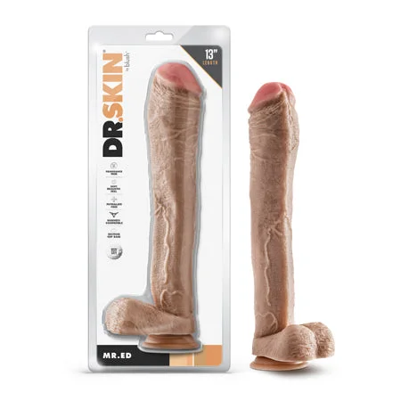 penis-confidence-techniques-penis-sensitivity-issues-Dr. Skin Mr. Ed 13 in. Dildo with Balls Beige