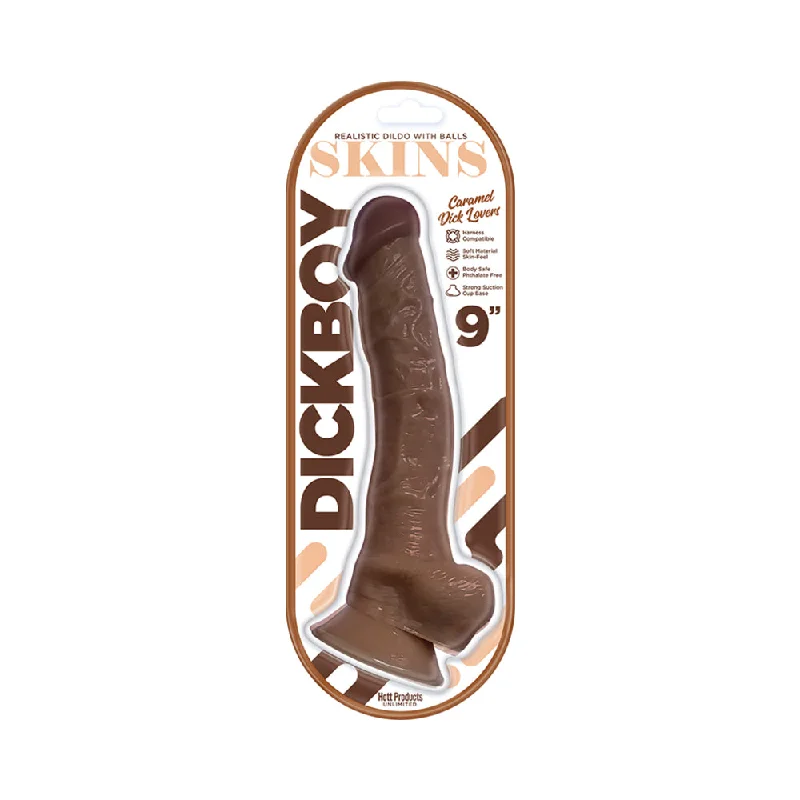 glow vibrating dildo-Dickboy - Skins - Dildo With Balls - 9 Inch -  Caramel Dick Lovers