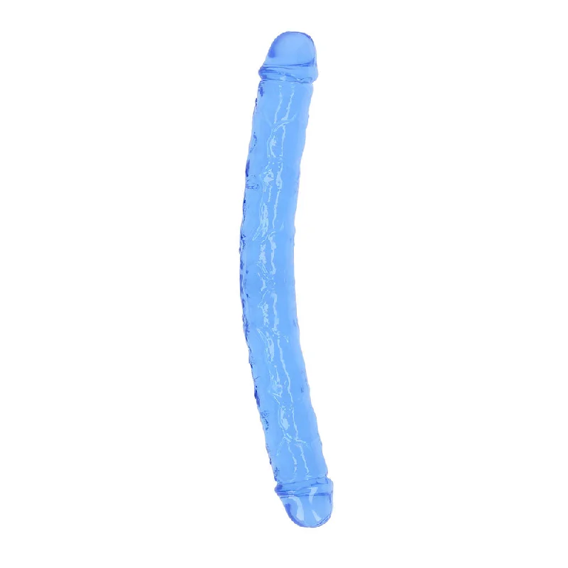 penis-confidence-facts-penis-length-studies-RealRock Crystal Clear Double Dong 13 in. Dual-Ended Dildo Blue