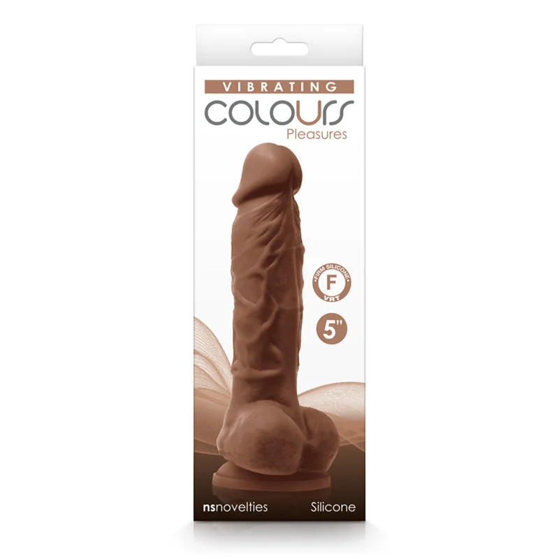 curved glass dildo-Colours Pleasures Vibrating 5" Dildo - Brown