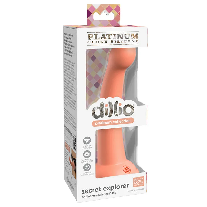 large dildo-Pipedream Dillio Platinum Collection Secret Explorer 6 in. Silicone Dildo Peach