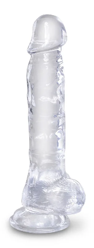 hard glass dildo-Pipedream King Cock Clear 8 Inch Suction Cup Dildo with Balls