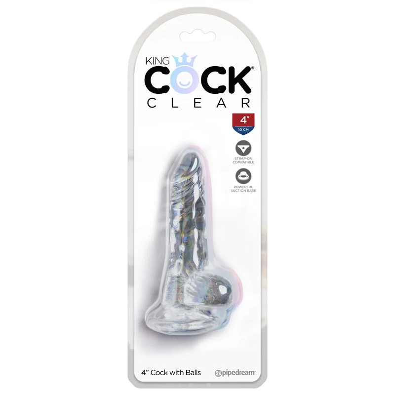 cock ring tease-King Cock Clear 4in Cock With Balls