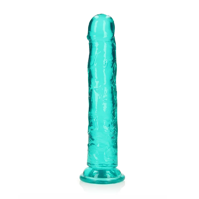 ribbed dildo-Realrock Crystal Clear Straight 10 In. Dildo Without Balls Turquoise