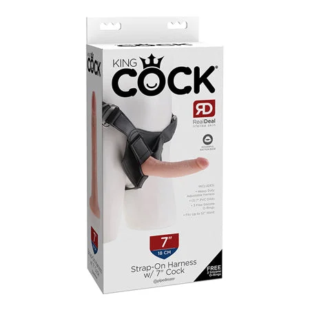 cock ring budget-Pipedream King Cock Strap-On Harness With 7 in. Cock Beige