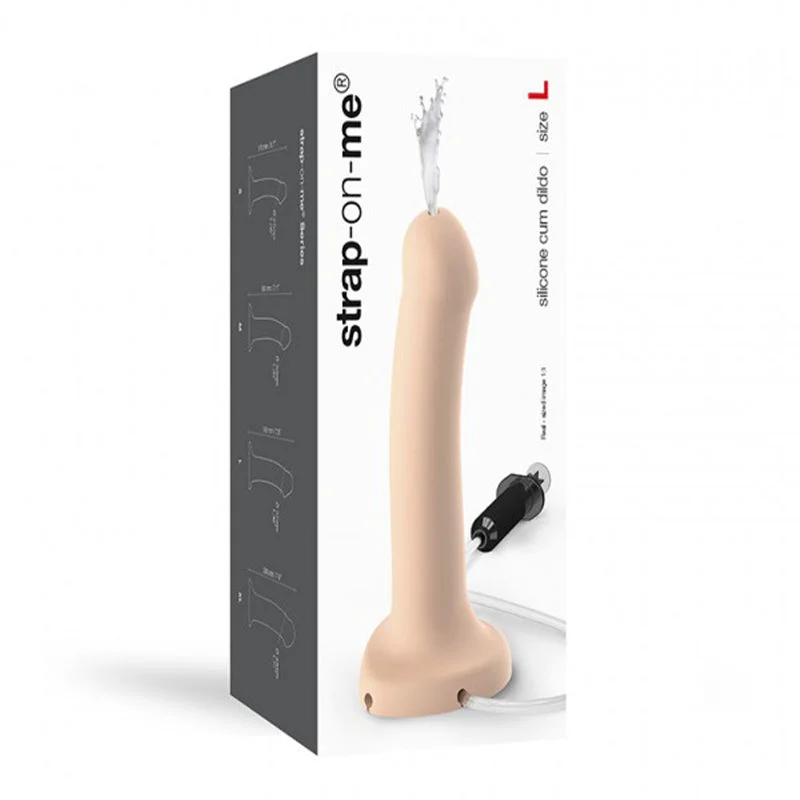 silicone blunt dildo-Strap On Me Semi Realistic Cum Dildo Vanilla Large (fluid Not Included)