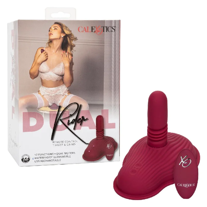 cock ring lightweight design-CalExotics Dual Rider Rechargeable Silicone Remote Control Thrust & Grind Massager