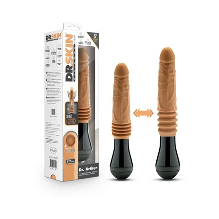 penis-hygiene-tools-penis-sensitivity-issues-Dr. Skin Silicone Dr. Arthur Thrusting Gyrating Vibrating Dildo Tan