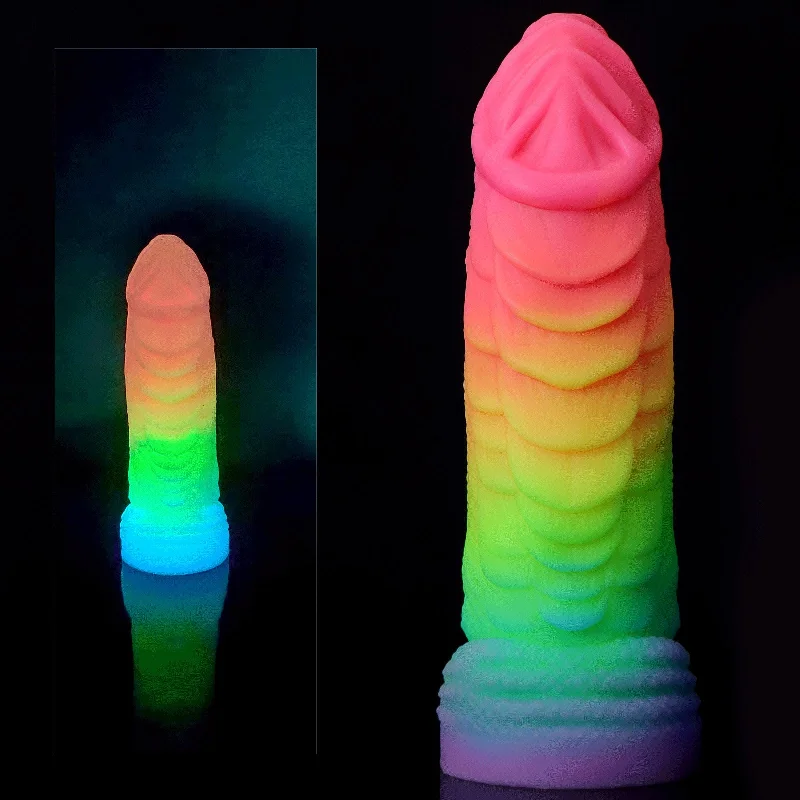 Anal toys with long reach-Luminous Dragon Monster Dildo Butt Plug - Colorful Realistic Anal Dildos Silicone Sex Toy