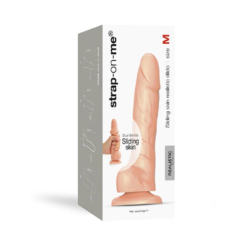 vibrating ergonomic dildo-Strap-on-me M Sliding Skin Realistic Dildo Vanilla