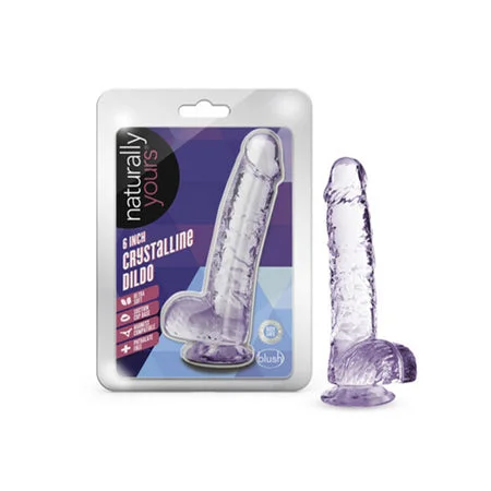 penis-sensitivity-studies-penis-exercise-routines-Blush Naturally Yours Crystalline 6 in. Dildo with Balls & Suction Cup Amethyst