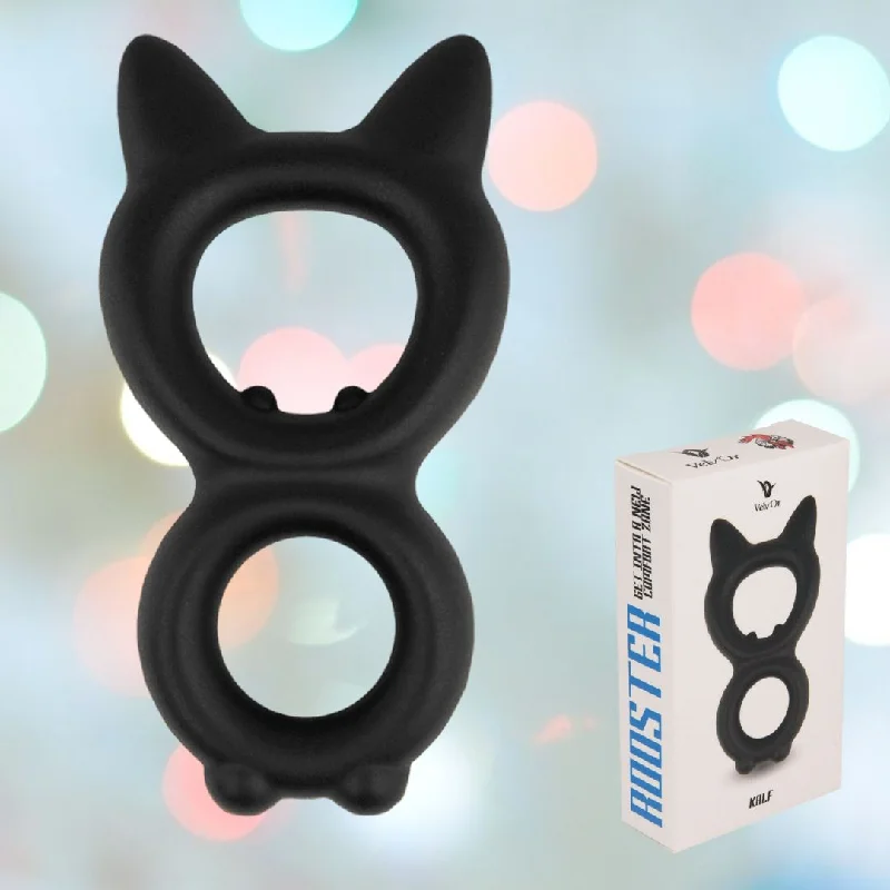 Anal toys with rotating head-Velv'Or Rooster Kalf Dual-Ring Cat-Like Cock Ring