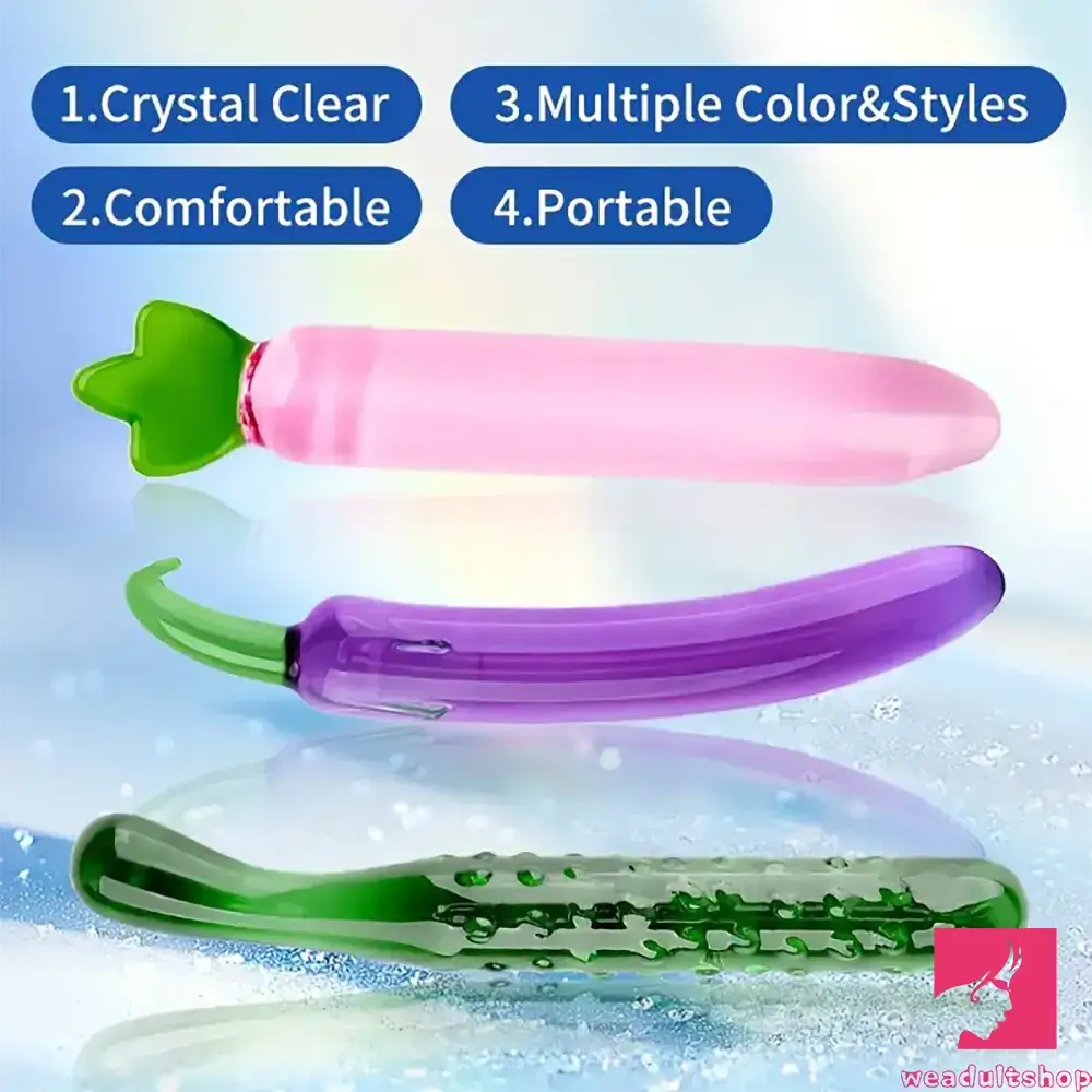 Anal toys for hands-free use-6.2in 7.5in 7.7in Multiple Colors Fruit Vegetable Crystal Glass Anal Dildo