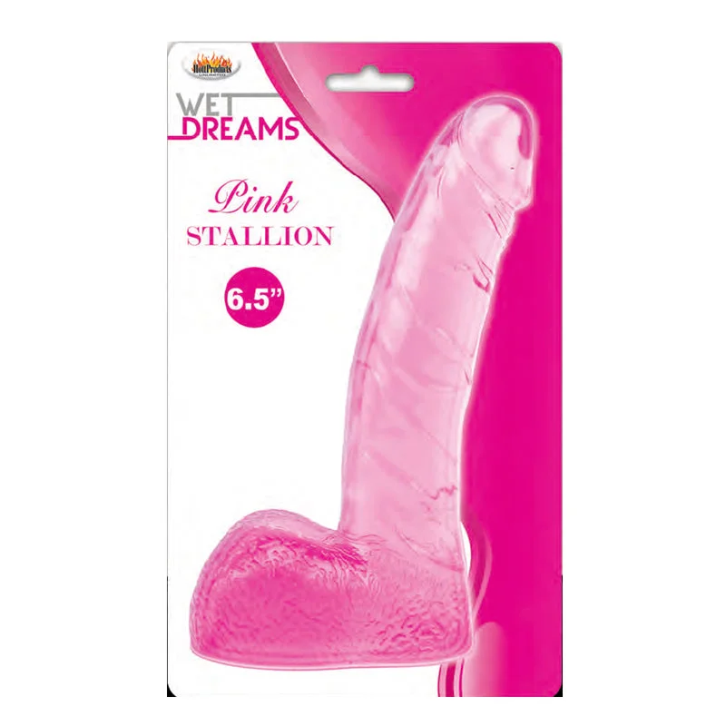 ribbed anal dildo-Wet Dreams Pink Stallion Dildo with Balls Pink