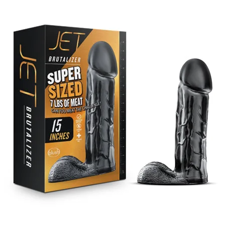 penis-pump-benefits-penis-exercise-routines-Blush Jet Brutalizer Realistic 15 in. Dildo with Balls Black