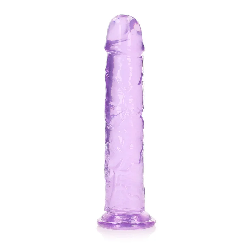 penis-extension-results-penis-exercise-routines-RealRock Crystal Clear Straight 11 in. Dildo Without Balls Purple