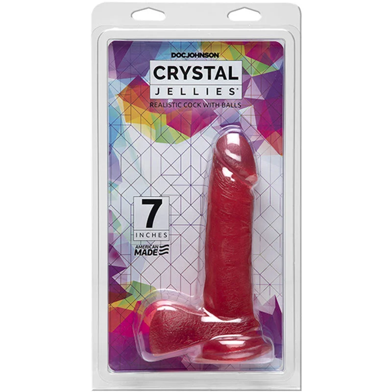 cock ring seasonal-Crystal Jellies - 7in Realistic Cock W/balls Pink