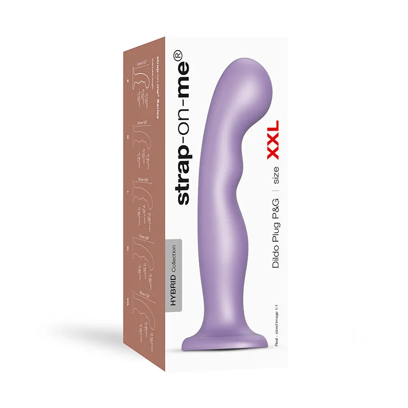 hollow silicone dildo-Strap-On-Me Hybrid Collection Silicone Dildo Plug P&G Metallic Lilac XXL