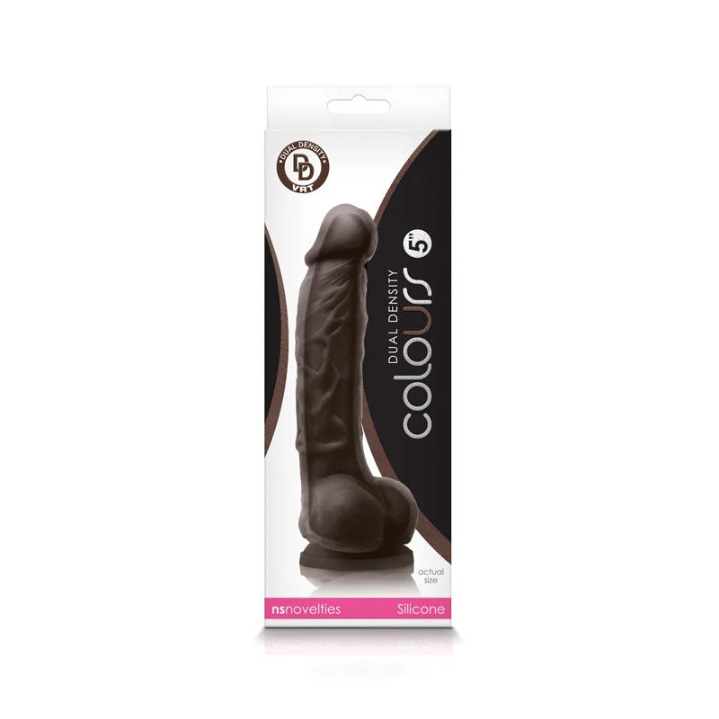 travel vibrating dildo-Colours - Dual Density - 5 Dildo - Dark Brown