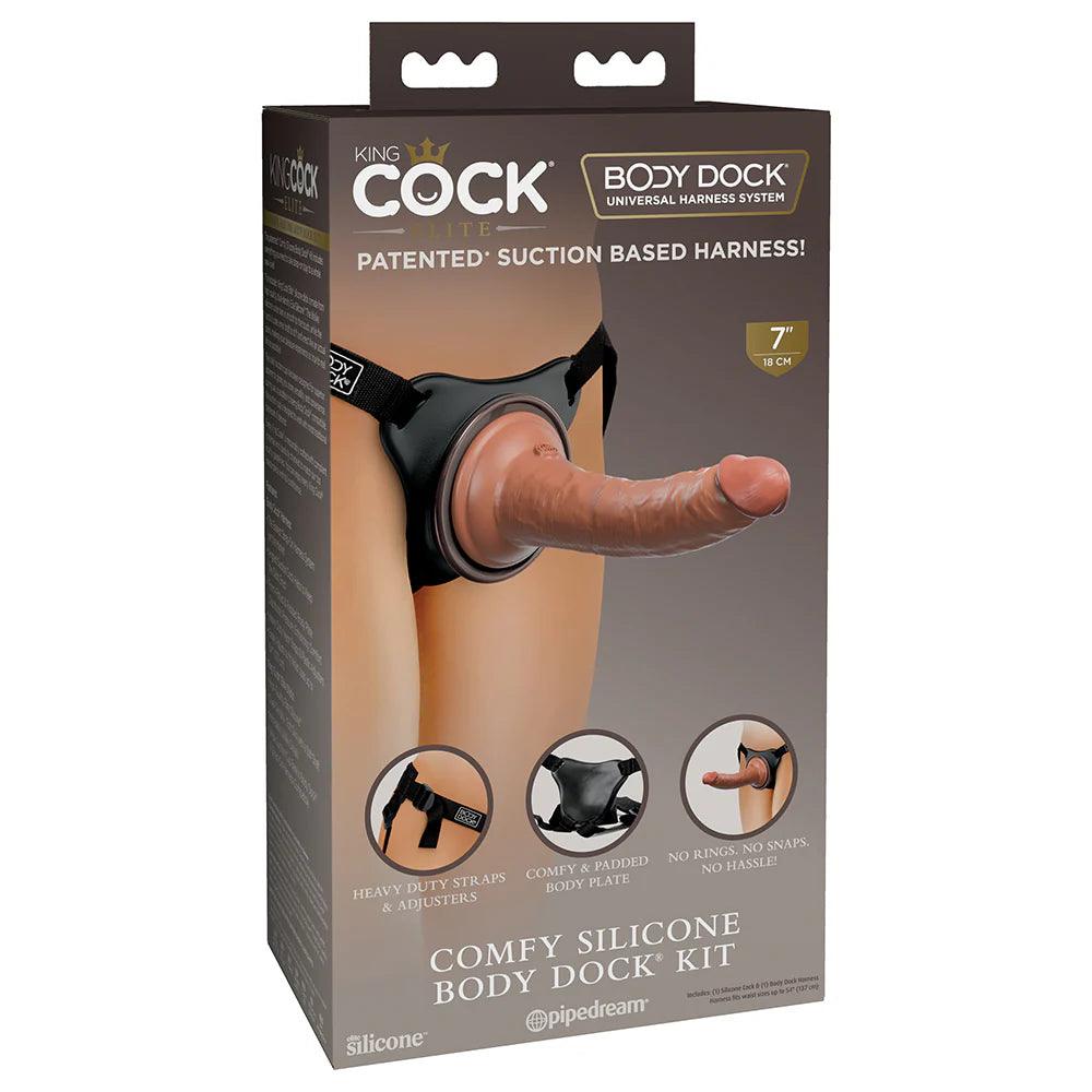 hollow dildo-Pipedream King Cock Elite Comfy Silicone Body Dock Kit With Dildo