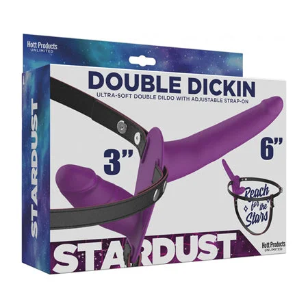 cock ring troubleshooting-Stardust Double Dickin Dual-Function Strap-On With Harness Silicone Purple