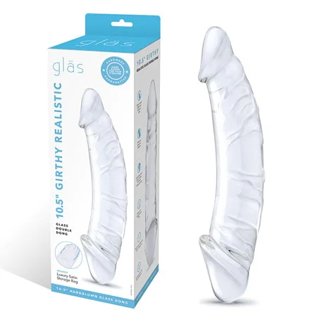 penis-health-studies-penis-girth-exercises-Glas 10.5 in. Girthy Realistic Glass Double Dong Dildo