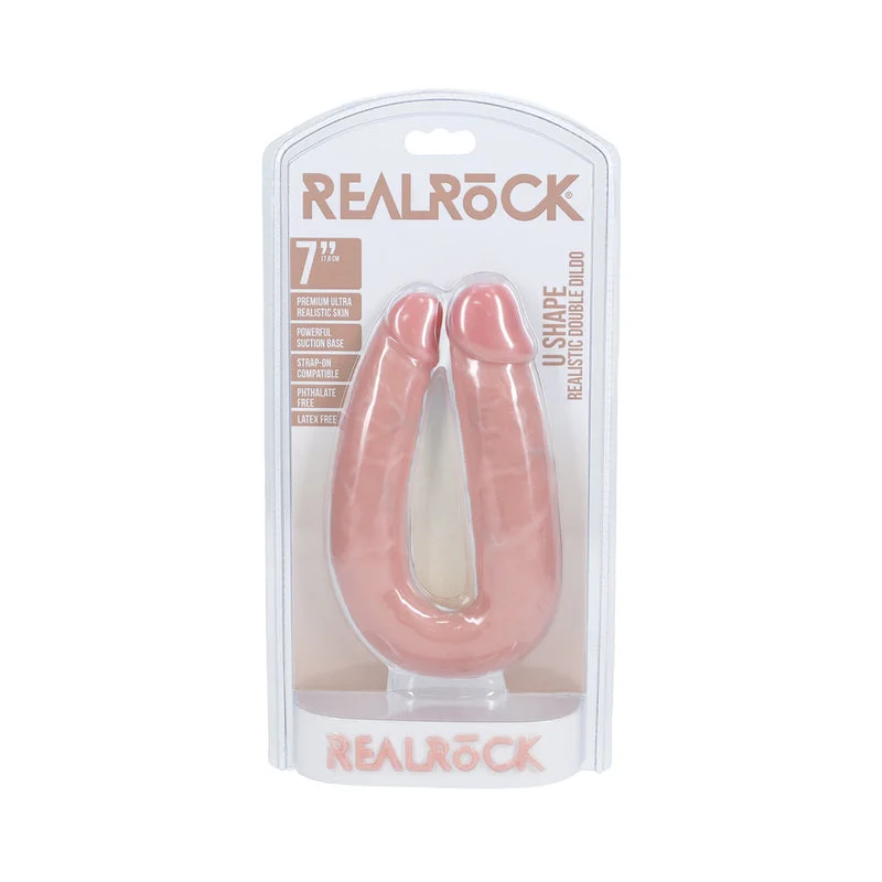 penis-length-techniques-penis-surgery-costs-RealRock 7 in. U-Shaped Double Dildo Beige