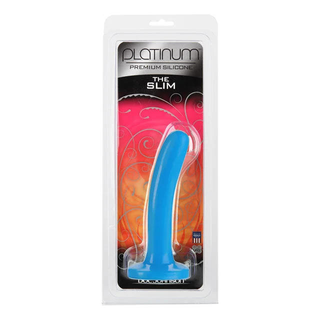 large realistic dildo-Platinum Premium Silicone The Slim Dildo - Blue