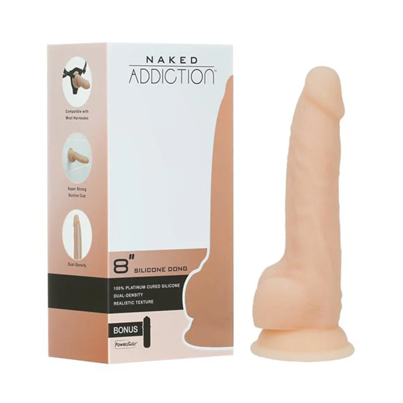 eco-friendly dildo-Naked Addiction Dual-Density Silicone Dildo 8in Vaniila