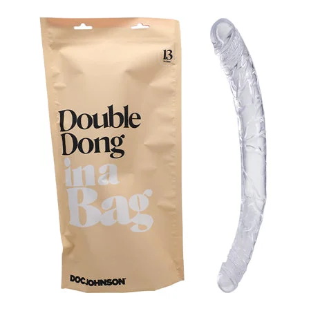 penis-health-checks-penis-size-myths-Doc Johnson Double Dong In A Bag 13 in. Dual Ended Dildo Clear