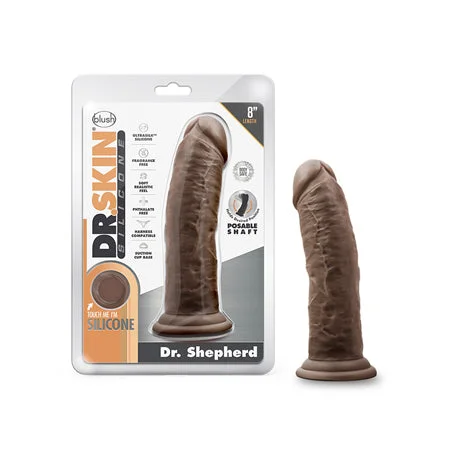 penis-shape-facts-penis-skin-conditions-Blush Dr. Skin Silicone Dr. Shepherd Realistic 8 in. Dildo with Suction Cup Brown