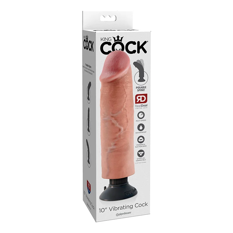 cock ring quick release-King Cock 10in Vibrating Cock Flesh