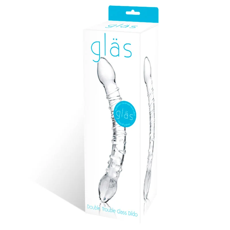 vibrating patterned dildo-Glas Double Trouble Glass Dildo Clear