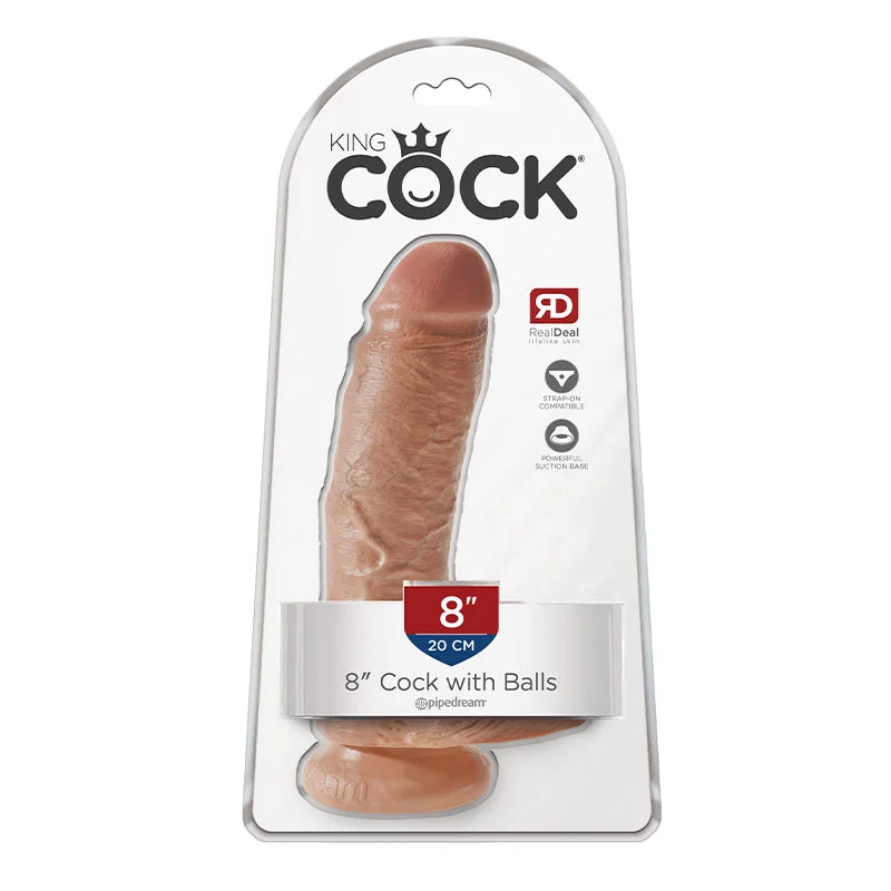 silicone blunt dildo-King Cock 8 inches Cock with Balls Tan Dildo