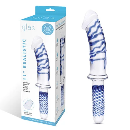 penis-pump-studies-penis-aging-effects-Glas 11 in. Realistic Double Ended Glass Dildo with Handle