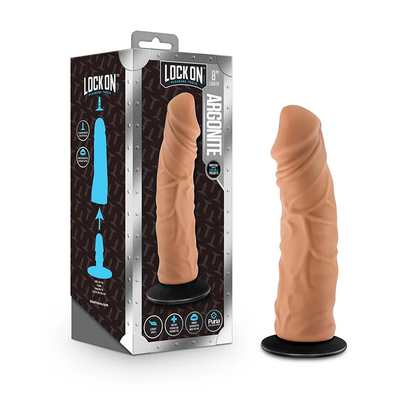 hypoallergenic dildo-Blush Lock On Argonite Realistic 8 in. Silicone Dildo with Suction Cup Adapter Tan