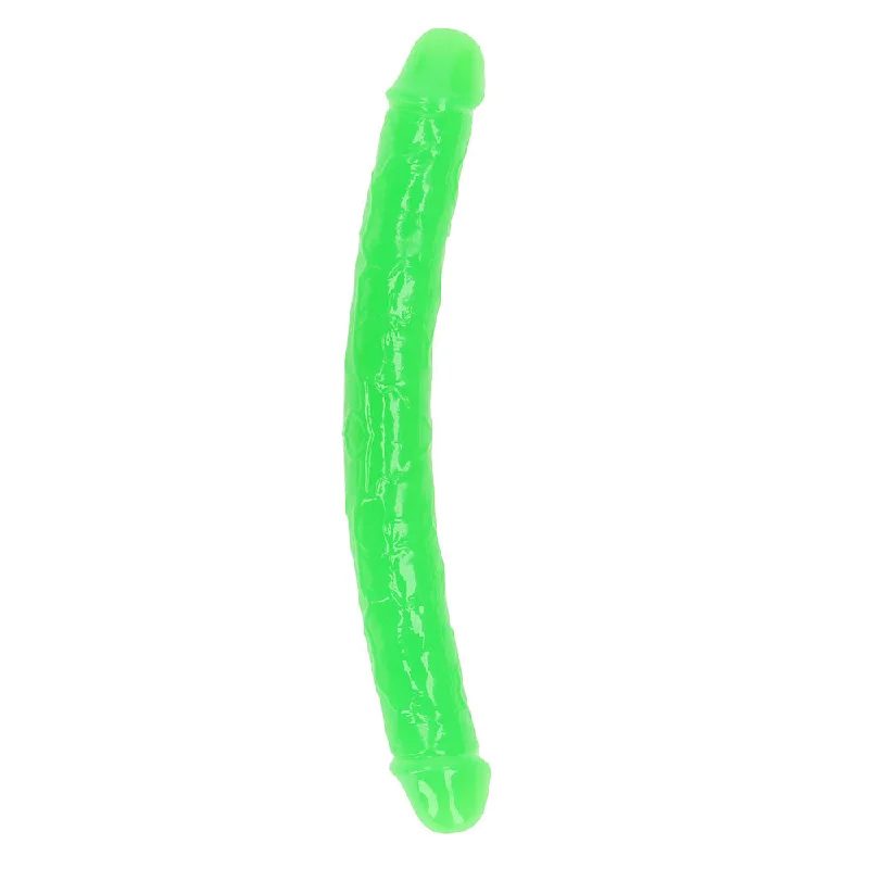 penis-care-methods-penis-surgery-costs-RealRock Glow in the Dark Double Dong 12 in. Dual-Ended Dildo Neon Green